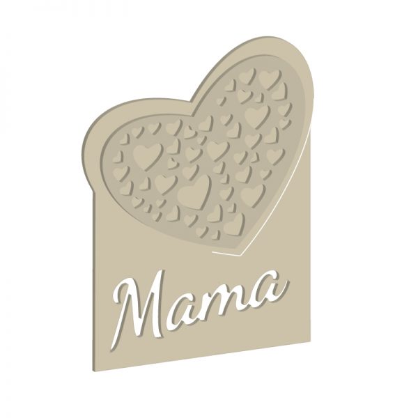 Herz-Deko mit Mama-Schriftzug | Digitale Laubsägevorlage